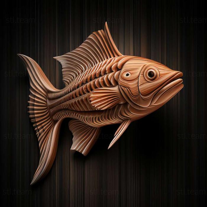 3D model Diagonally striped catfish fish (STL)